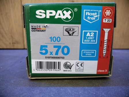 09 Spax RVS 5x70mm