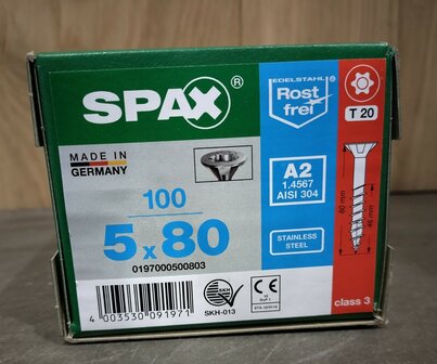 10 Spax RVS 5x80mm