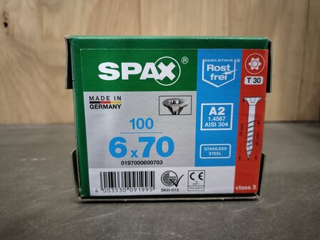 12 Spax RVS 6x70mm