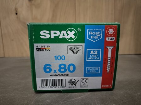 13 Spax RVS 6x80mm