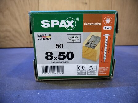 01. Spax Tellerkop Gegalvaniseerd 8x50mm