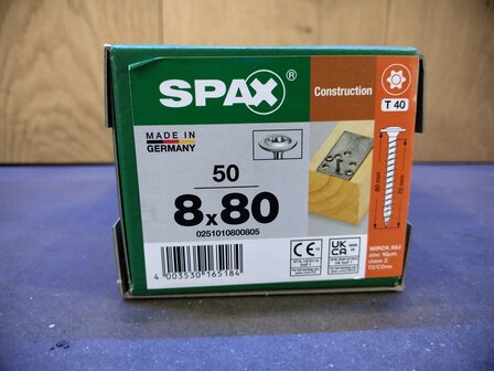 02. Spax Tellerkop Gegalvaniseerd 8x80mm