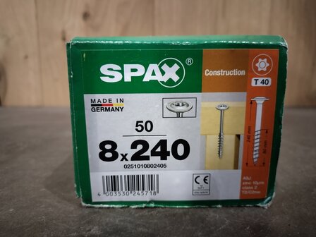 10. Spax Tellerkop Gegalvaniseerd 8x240mm