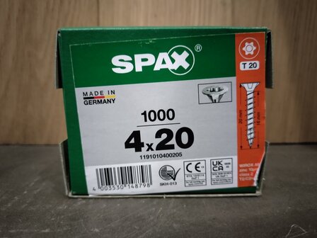 Spax gegalvaniseerd 4x20mm