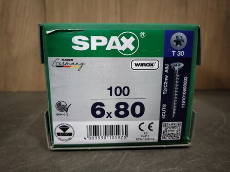 Spax gegalvaniseerd 6x80mm