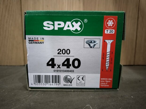 Assortiment aanbieding Spax schroeven 4x30 4x40 5x50 6x60 gegalvaniseerd